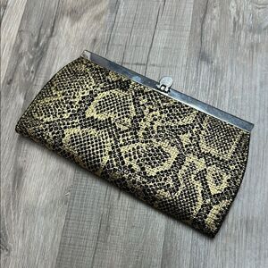 Snakeskin Clutch with Silver Trim